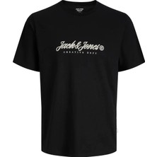 Jack Jones Jormontauk Type Front Tee Cn Erkek Siyah Tshirt 12290887-02