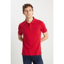 Wrangler Regular Fit Normal Kesim Polo Yaka %100 Pamuk Bordo Tişört