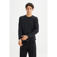 Regular Fit Normal Kesim Bisiklet Yaka Antrasit Triko Kazak