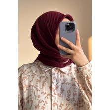 Ande Tesettür Biyeli Müslin Eşarp - Bordo/ Bej