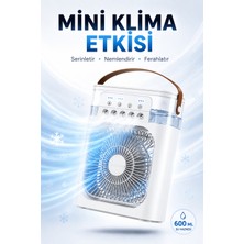 Mini Klima 5 Nozullu Hava Soğutucu Fan | 600 ml Su Hazneli | Nemlendiricili | Usb-C | Masaüstü Soğutucu