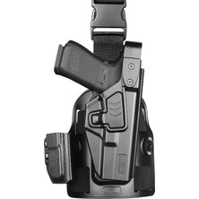 Gun&flower Universal Seviye Iıı Glock 17/G19 GEN3-5,G19X,G23/G22/G31/G32 GEN3-4,G44 ,G45 Uyumlu Polimer Leg Holster Bacak Kılıfı - Sağ El, Siyah