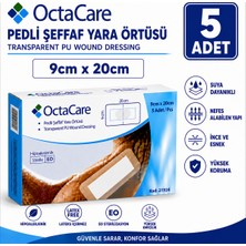 Octacare Su Geçirmez Pedli Şeffaf Pu Film Steril Yara Örtüsü 9CM×20CM (5 Adet)