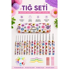 Liva Craft Ergonomik Tığ Seti Çantalı – Renkli Saplı Örgü Tığ Seti