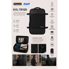 Classone Xyz Serisi KVL-TR100 Kabin Boy ,uçak Içi , Ergonomik, Laptop ve Tablet Bölmeli, Seyahat, Valiz, 15 -18 Inch Laptop Uyumlu Seyahat Sırt Çantası-Siyah