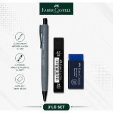 Danacı Kırtasiye Faber-Castell Econ Urban 0,7 Gri Versatil Kalem+0,7 Uç+Orta Boy Sınav Silgisi