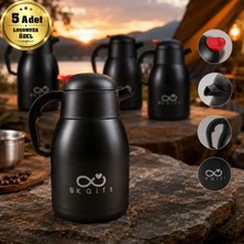 BK Gift Logonuza Özel 5 Adet 5343 Çelik Termos 1500 ml Siyah Büyük Boy Kurumsal Termos