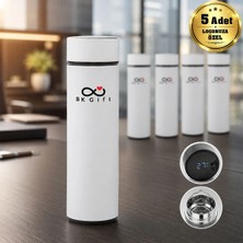 BK Gift Logonuza Özel 5 Adet 5338 Dijital Süzgeçli Çelik Termos 450 ml Kurumsal Termos