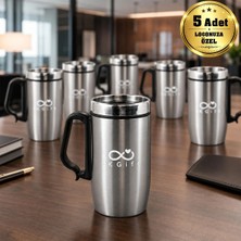 BK Gift Logonuza Özel 5 Adet 5304 Çelik Kupa 240 ml Kilitli Kapaklı Kurumsal Termos Mug