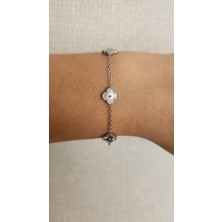 Saba Aksesuar Silver Yonca Bileklik