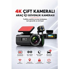 ArmoniaVital 4K Ultra Hd Araç Kamerası Çift Lens Ön Arka Wi-Fi Gps Park Modu Gece Görüşlü G-Sensörlü Araç Içi Güvenlik Kamerası