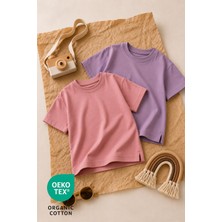 Luppinos Basic 2li %100 Pamuk Bisiklet Yaka Kız Bebek-Çocuk Tshirt Set