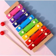 Benimer Montessori Renkli 8 Nota 8 Ton Ahşap Ksilofon Selefon Ksilafon Tuşlu Sesli Müzik Aleti