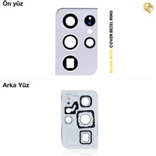 Samsung Galaxy S21 Ultra Kamera Lensi Full Gümüş Kamera Lensi Sade Lens Kamera Camı Kamera Merceği