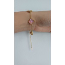 Saba Aksesuar Pembe Sedefli Yonca Bileklik