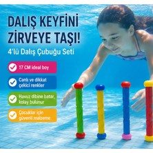 LRS Store Renkli 4 Lü Çubuk Su Altı Oyunu Dalış Öğretici Havuz Deniz Oyuncağı Stick