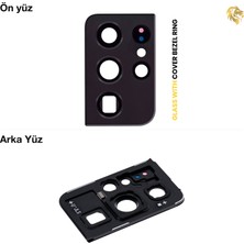 Samsung Galaxy S21 Ultra Kamera Lensi Full Siyah Kamera Lensi Sade Lens Kamera Camı Kamera Merceği