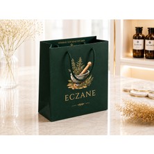 Eczane Karton Çanta Körüklü Premium Orman Yeşili (14X8X20 Cm) - 10 Adet