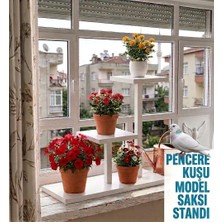 Kl Home Pencere Kuşu Model - Metal Çiçek Saksılık - Oturma Odası Balkon Iç Mekan Bitki Saksılı - Beyaz Renk