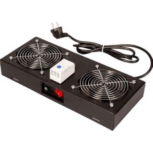 Lande 2’li Fan Modülü | Bilyalı Fan, Termostatlı ve Anahtarlı | Duvar Tipi Kabinet Uyumlu | Siyah (RAL 9005)