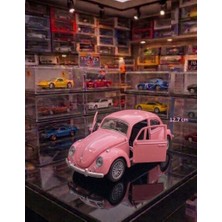 Oyuncak Sahili Volkswagen Bettle Klasik Nostalji Kaplumbağa Araba 12.7cm Koleksiyon Model Diecast Metal Kapılar Bagaj Açılır Pembe
