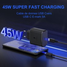 3 Easy Tekno Ithalatçı Garantili Samsung Uyumlu 45W Şarj Aleti Seti 1 Yıl Beyaz USB Type C
