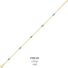 14 Ayar 5 Taşlı Baget  Aqua  Bileklik 1.32GR