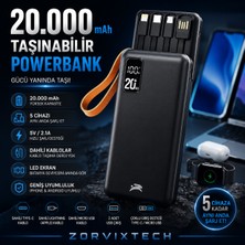 Zorvix Tech 20.000 Mah Taşınabilir Powerbank LED Ekranlı Hızlı Şarj Harici Batarya Siyah