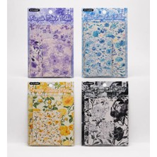 Giftmoda Vintage Çiçek Desenli Scrapbook Kabartmalı Kağıt Seti