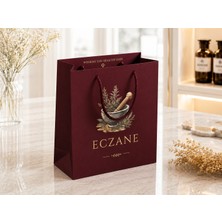 Eczane Karton Çanta Körüklü Premium Asil Bordo (14X8X20 Cm) - 10 Adet