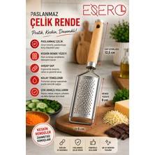 Esero Ahşap Saplı Paslanmaz Çelik Mutfak Rendesi Ergonomik Tutuşlu Keskin Rende Peynir, Limon, Muskat ve Çikolata Için