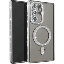 Zemira Home Newface Samsung Galaxy S25 Ultra Kılıf Joke Simli Magneticsafe Kılıf - Gümüş