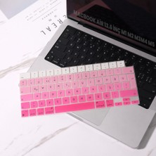 Sneezy MacBook Air 13.6 Inç M2 M3 M4 M5 A2681 A3113 A3240 A3449 Uyumlu Türkçe Q Klavye Koruyucu Pembe Ombre
