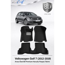 Otocraft Volkswagen Golf 7 2012-2019 Araca Özel 8d Havuzlu Oto Paspas Takımı Siyah Tam Set 3 Parça