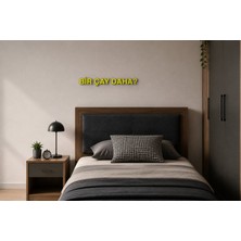 Boyutron Bir Çay Daha? Modern 3D Baskı Dekoratif Duvar Yazısı Tablo - Yellow - 5 cm Yükseklik