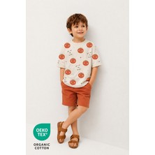 Luppinos %100 Pamuk Baskılı Bisiklet Yaka Çift Cepli Bebek-Çocuk Tshirt Şort Set