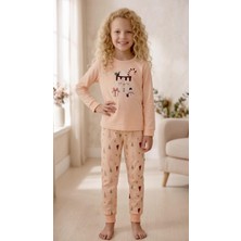 Zeyzey 8958 Somon Yılbaşı Desenli Çam Ağaçlı Paçası Bantlı Pijama Takım