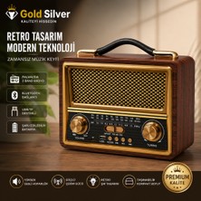 farissu Gold Silver GS-1335 Retro Tasarım Bluetooth Şarjlı Nostalji Radyo