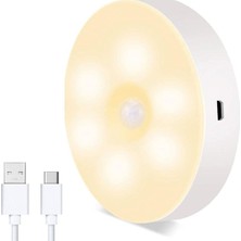 Nikaa Shop Buffer® Hareket Sensörlü USB Şarjlı Spot Lamba Mıknatıslı ve Yapışkanlı Gün Işığı Renk LED