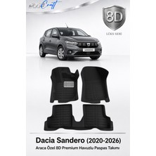 Otocraft Dacia Sandero 2020-2026 Araca Özel 8d Havuzlu Oto Paspas Takımı Siyah Tam Set 3 Parça