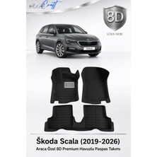 Otocraft Škoda Scala 2019-2026 Araca Özel 8d Havuzlu Oto Paspas Takımı Siyah Tam Set 3 Parça