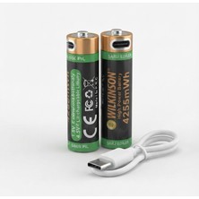 Hanedanev Şarjlı Kalem Pil 1.5V Aa Şarj Edilebilir Lityum Pil 4255MWH Usb-C Girişli, 2’li Paket Şarj Kablolu