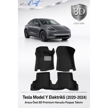 Otocraft Tesla Model Y Elektrikli 2020-2024 Araca Özel 8d Havuzlu Oto Paspas Takımı Tam Set 3 Parça