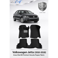 Otocraft Volkswagen Jetta 2010-2018 Araca Özel 8d Havuzlu Oto Paspas Takımı Siyah Tam Set 3 Parça