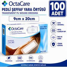 Octacare Su Geçirmez Pedli Şeffaf Pu Film Steril Yara Örtüsü 9CM×20CM (100 Adet)