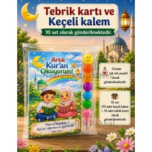 Nostaljik Lezzetler Kur'an Okuyorum Hediyesi 10 Set Kur'an Kursu-Hatim Töreni Hatırası Keçeli Renkli Kalem Tebrik Kartı Hediyeli