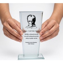 Çılgıntrend Atatürk Portreli Kristal Cam Plaket - Kişiye Özel Kurumsal Teşekkür Ödülü