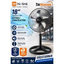 Tıkhızında Hi-Link Vantilatör 5 Metal Kanatlı Bakır Sargılı Motor  18" Sanayi Tipi - 80W