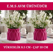 E.M.S 2 Adet Fuşya Renk Büzgülü Saksı Sukulent Menekşe Saksısı Dekoratif Saksı 8,5 x 10 Cm.
