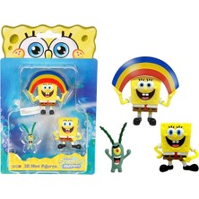 Diramix Spongebob Squarepants 3D 3’lü Mini Figür Seti  - Gökkuşağı Süngerbob-Süngerbob-Plankton